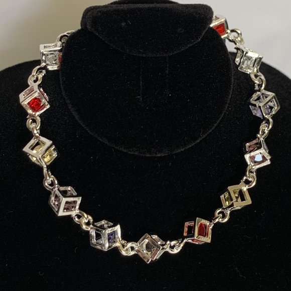 🥰Silver925 Multicolor Stone Cube Bracelet - Picture 3 of 11